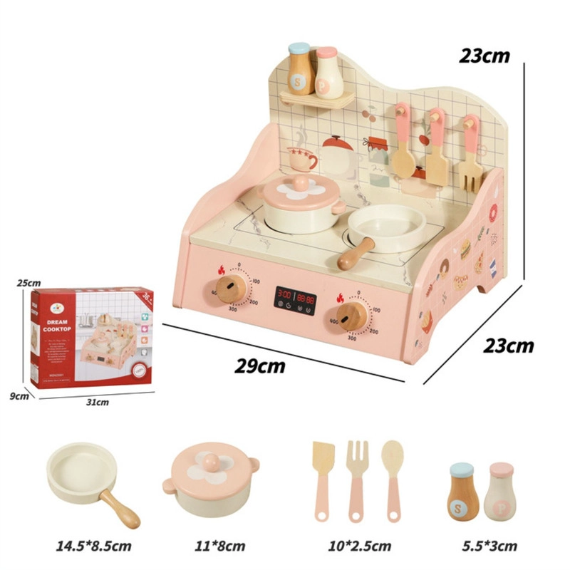MINI COCINA DE JUGUETE DE MADERA CON ACCESORIOS Y PORTATIL - 5
