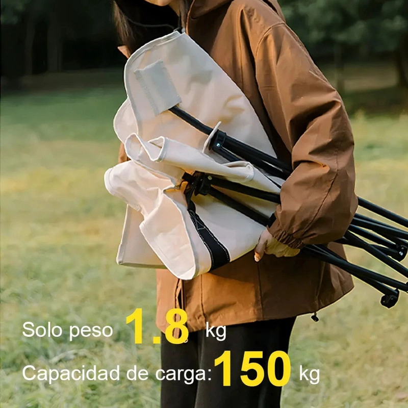 SILLA PLEGABLE CAMPING 150KG ACERO REFORZADO OXFORD 600D PORTAVASO - 5