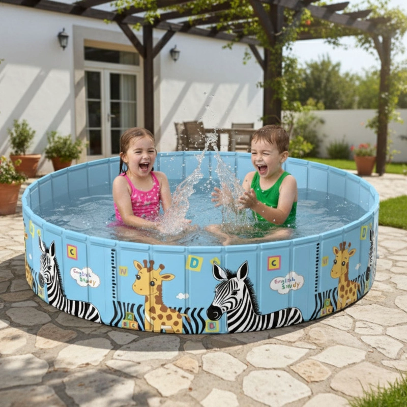 PISCINA PLEGABLE NIÑOS 4 EN 1 PVC DURO 120X45CM NO INFLABLE - 1