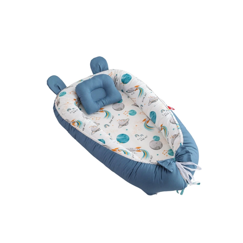 NIDO COLECHO PREMIUM CUNA PORTATIL CON ALMOHADA AZUL - 1