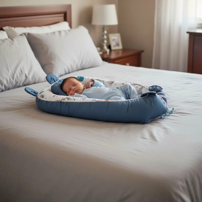 NIDO COLECHO PREMIUM CUNA PORTATIL CON ALMOHADA AZUL - 2