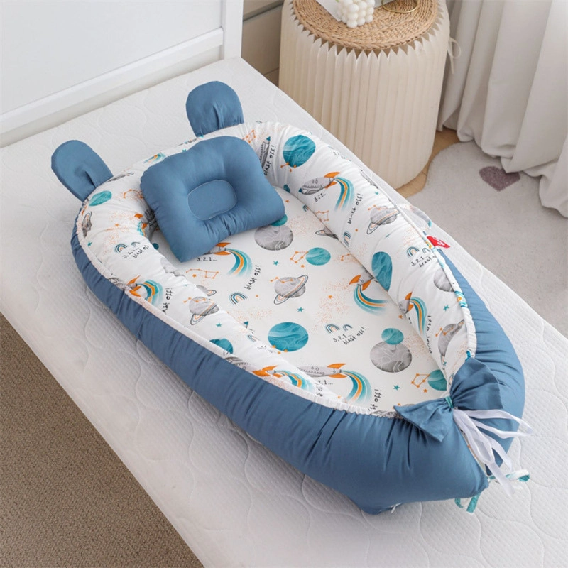 NIDO COLECHO PREMIUM CUNA PORTATIL CON ALMOHADA AZUL - 3