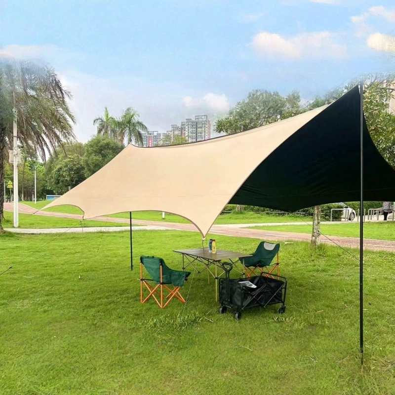 CARPA TOLDO DE LONA IMPERMEABLE ANTI-UV SOMBRA ASEGURADA 4X3M CON 6 ANGULOS - 4