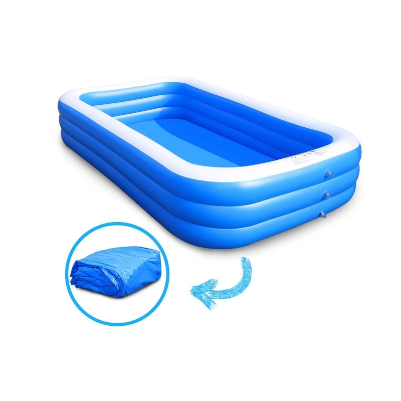 PISCINA INFLABLE FAMILIAR 200X125X50CM FONDO ANTIDESLIZANTE + INFLADOR - 2
