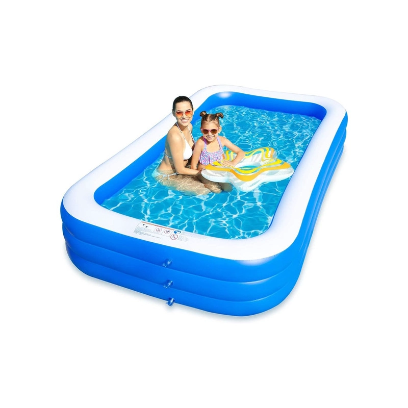PISCINA INFLABLE FAMILIAR 200X125X50CM FONDO ANTIDESLIZANTE + INFLADOR - 4