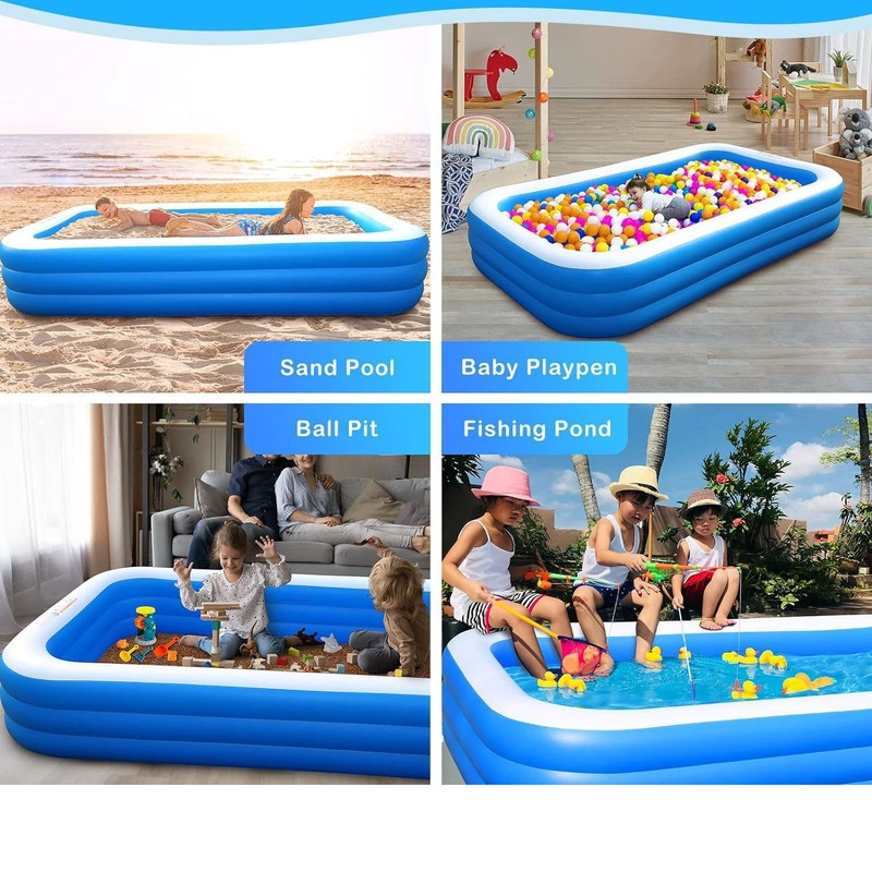 PISCINA INFLABLE FAMILIAR 200X125X50CM FONDO ANTIDESLIZANTE + INFLADOR - 5