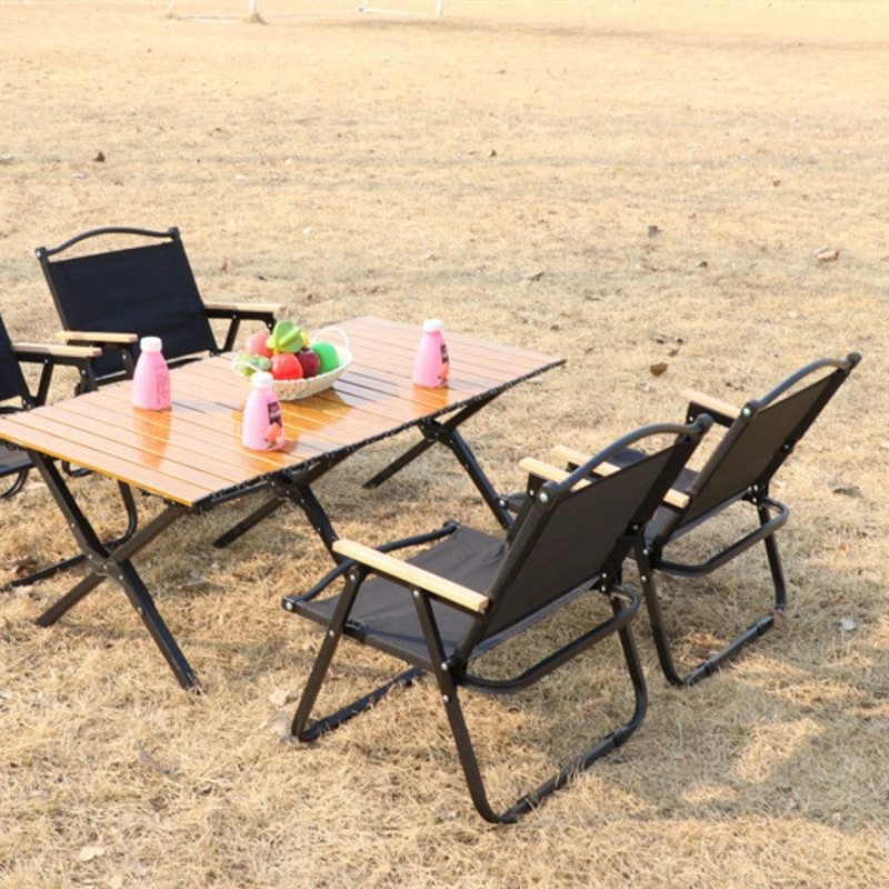 SILLA PLEGABLE REFORZADA 135KG CON POSA BRAZOS DE MADERA PARA CAMPING PLAYA - 3