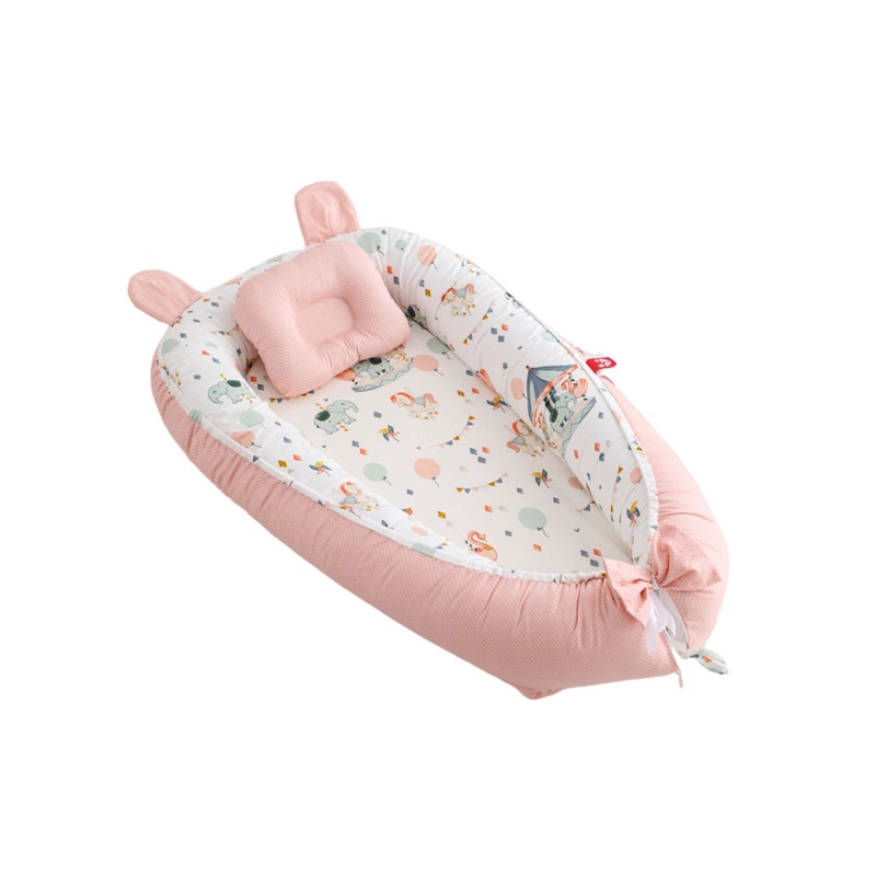 NIDO COLECHO PREMIUM CUNA PORTATIL CON ALMOHADA ROSA - 1