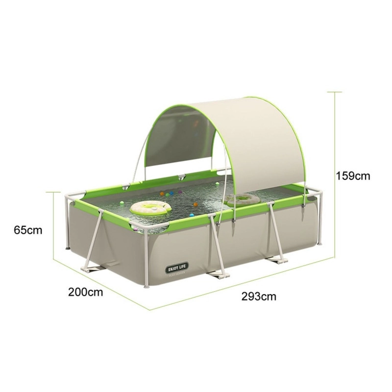 PISCINA FAMILIAR DESMONTABLE CON TECHO UV 293X200X65CM PVC DURO - 5