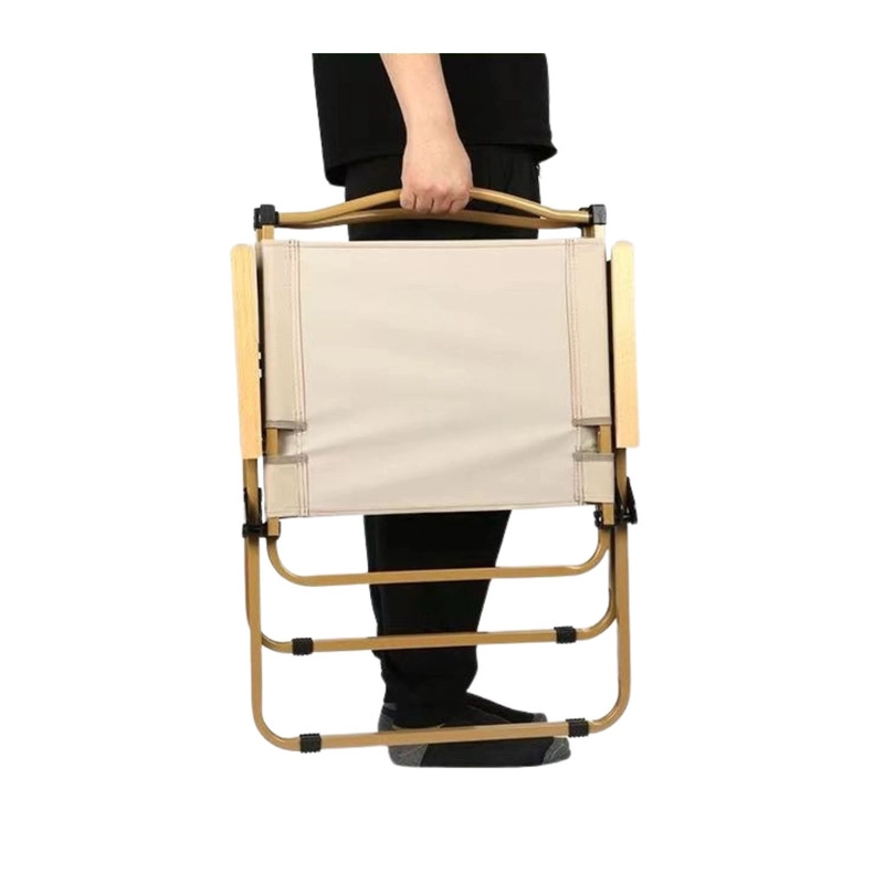 SILLA PLEGABLE REFORZADA 135KG CON POSA BRAZOS DE MADERA PARA CAMPING PLAYA - 3