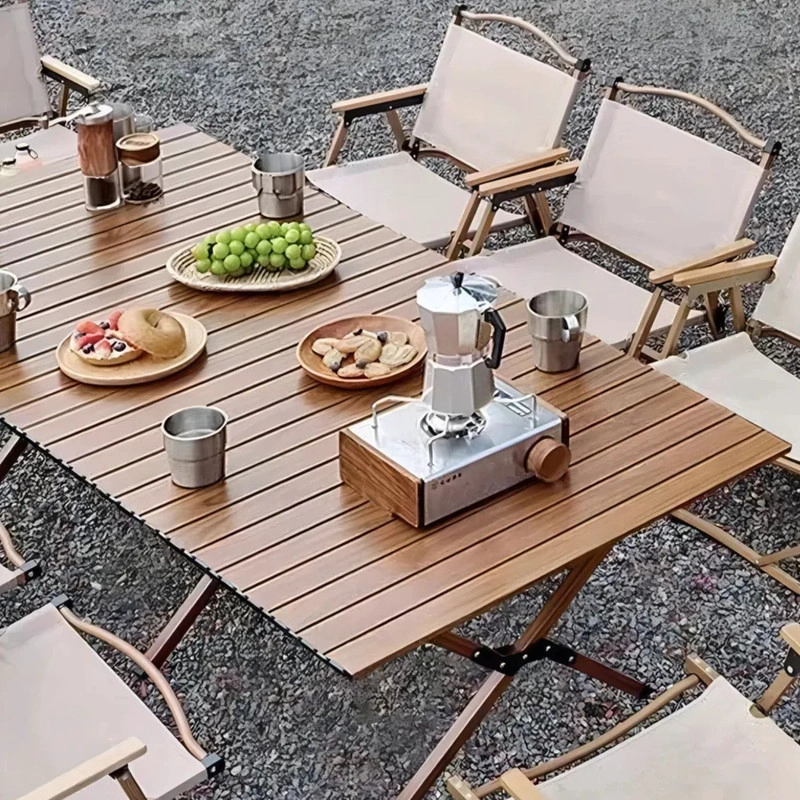 SILLA PLEGABLE REFORZADA 135KG CON POSA BRAZOS DE MADERA PARA CAMPING PLAYA - 4