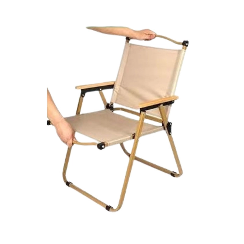 SILLA PLEGABLE REFORZADA 135KG CON POSA BRAZOS DE MADERA PARA CAMPING PLAYA - 5