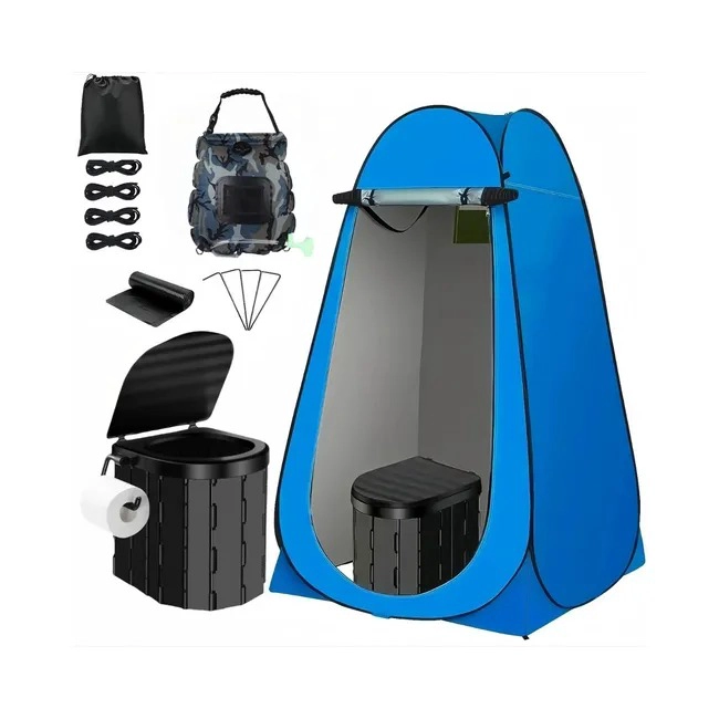 SET ESENCIAL 3 EN 1 PARA CAMPING - BAÑO, CAMBIADOR, DUCHA AZUL - 3