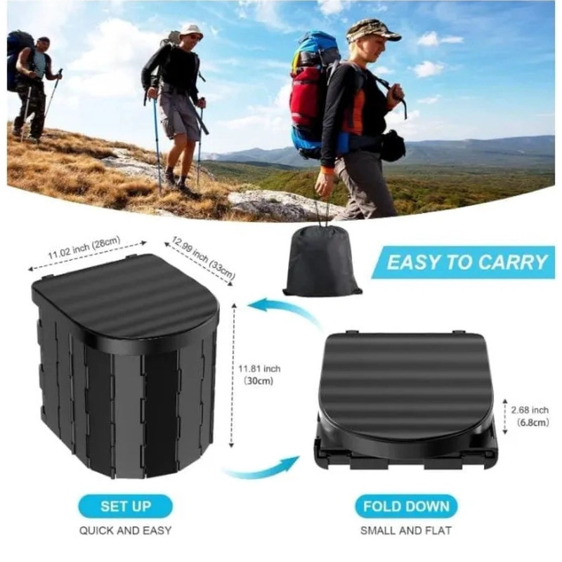 INODORO PORTATIL Y PLEGABLE MULTIUSO PARA CAMPING NEGRO - 5
