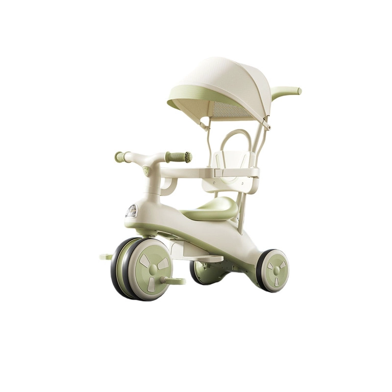 COCHE TRICICLO CON TECHO Y ANDADOR CON LUZ Y MUSICA VERDE - 1