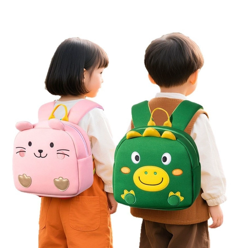 MOCHILA PREESCOLAR PARA NIÑOS DISEÑO LINDO EN ANIMALES VERDE - 3