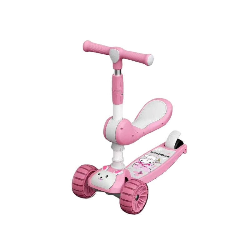 SCOOTER MONOPATIN CON LUCES Y ASIENTO AJUSTABLE CONEJITO ROSA - 1