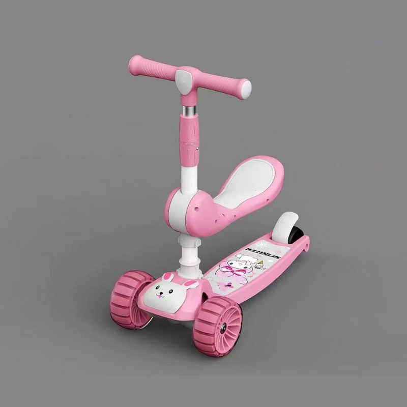 SCOOTER MONOPATIN CON LUCES Y ASIENTO AJUSTABLE CONEJITO ROSA - 2