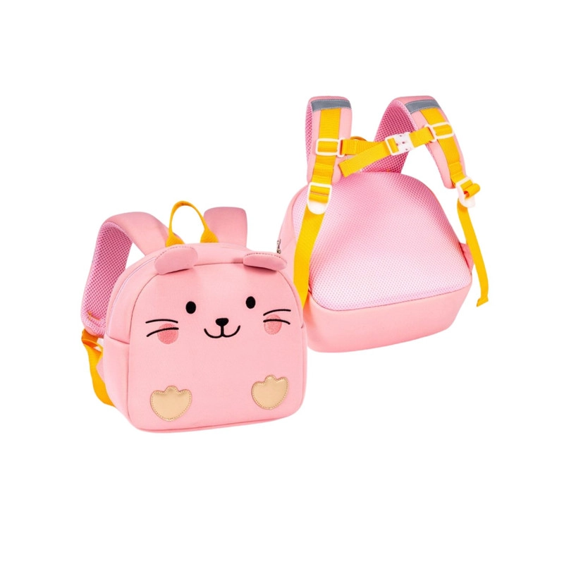 MOCHILA PREESCOLAR PARA NINOS DISENO LINDO EN ANIMALES ROSA