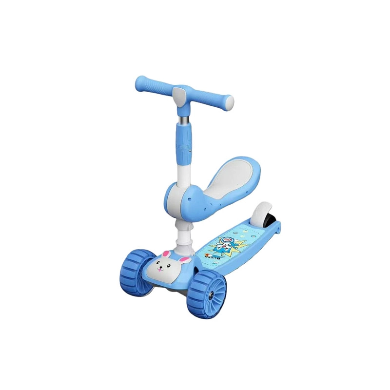 SCOOTER MONOPATIN CON LUCES Y ASIENTO AJUSTABLE CONEJITO CELESTE - 1
