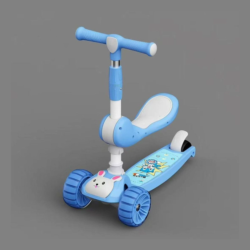 SCOOTER MONOPATIN CON LUCES Y ASIENTO AJUSTABLE CONEJITO CELESTE - 2