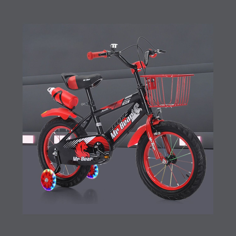 BICICLETA ARO 16 CON CESTA, RUEDAS LUCES Y BOTELLON DE AGUA ROJO - 4