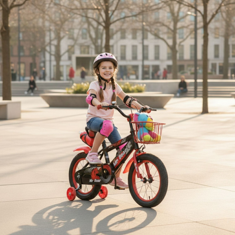 BICICLETA ARO 20 CON CESTA, RUEDAS LUCES Y BOTELLON DE AGUA ROJO - 2