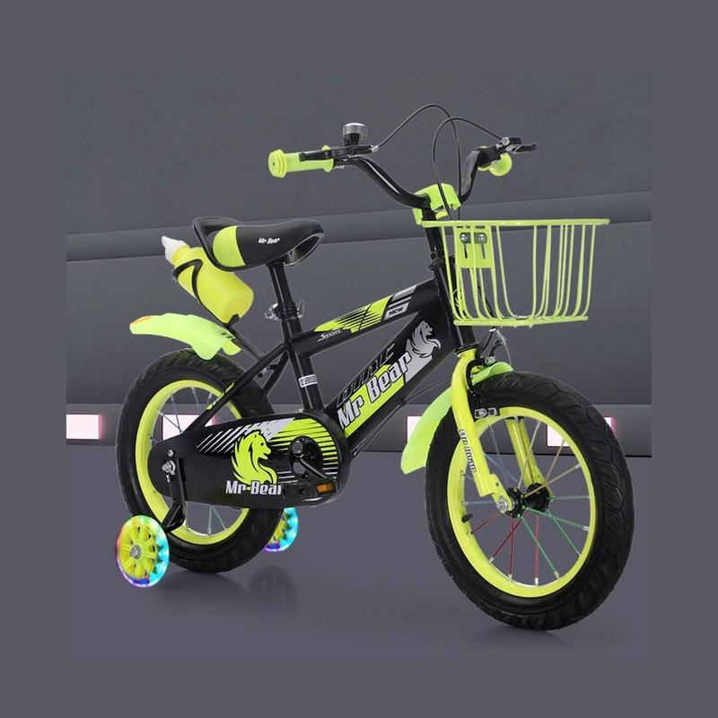 BICICLETA ARO 14 CON CESTA, RUEDAS LUCES Y BOTELLON DE AGUA VERDE - 3