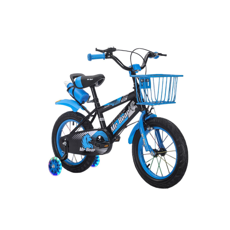 BICICLETA ARO 16 CON CESTA, RUEDAS LUCES Y BOTELLON DE AGUA AZUL - 1
