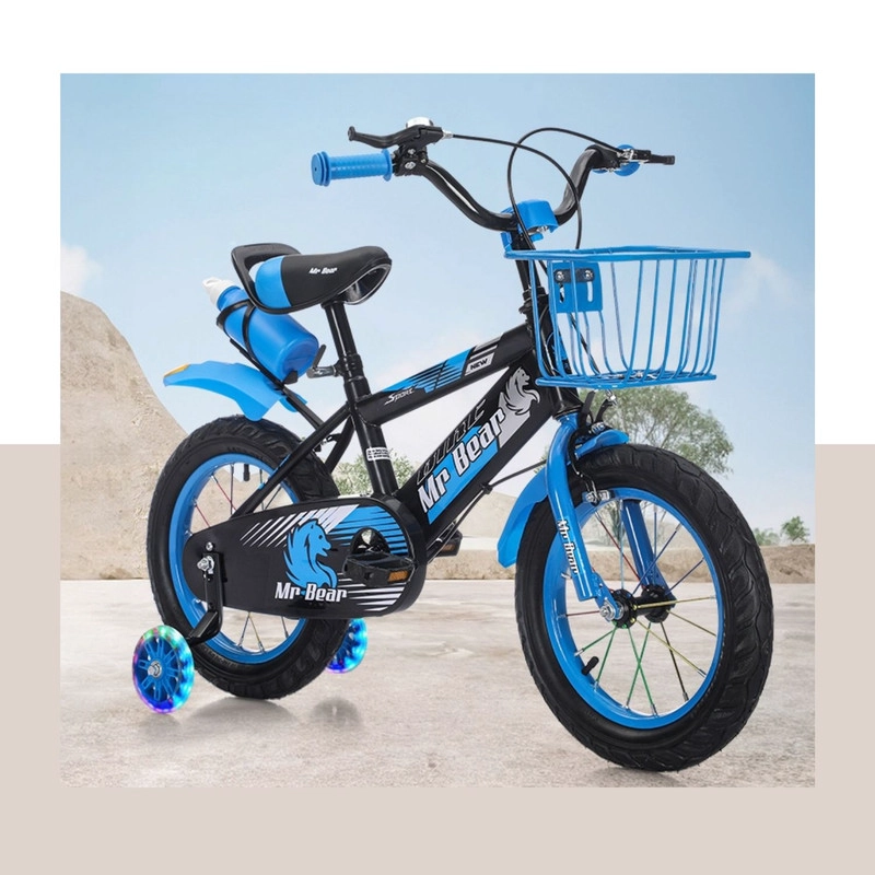 BICICLETA ARO 16 CON CESTA, RUEDAS LUCES Y BOTELLON DE AGUA AZUL - 4