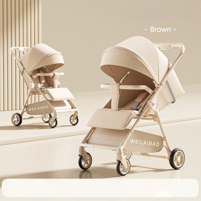 COCHE DE PASEO LIVIANO PLEGABLE Y AJUSTABLE PARA BEBE CAQUI - 3