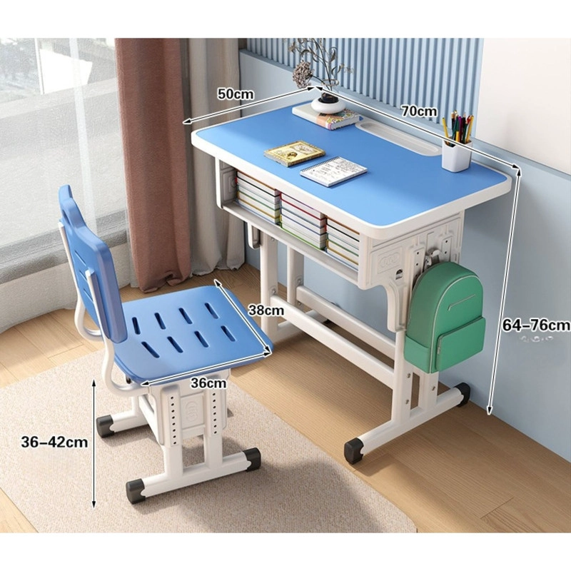 MESA ESCRITORIO Y SILLA AJUSTABLES PARA ESTUDIO, PINTAR Y JUEGOS AZUL - 2