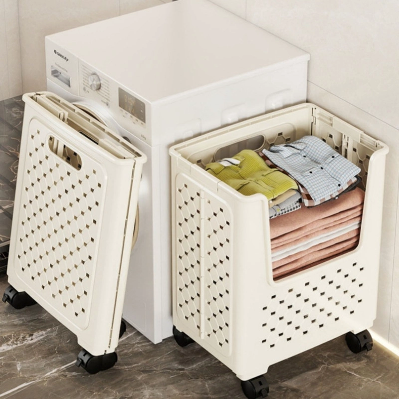 CESTA ORGANIZADORA DE ROPA PLEGABLE U SHAPE CON RUEDAS Y ASAS - 3