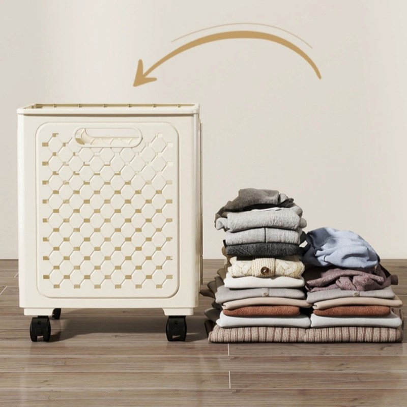 CESTA ORGANIZADORA DE ROPA PLEGABLE CON RUEDAS Y ASAS - 4