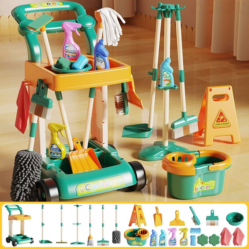 SET DE LIMPIEZA INFANTIL CON CARRITO 32 PIEZAS VERDE - 2
