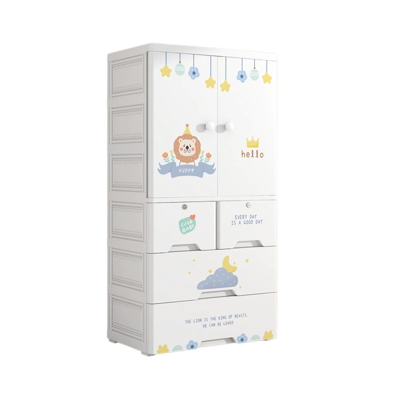 CLOSET ROPERO ARMARIO INFANTIL PLASTICO CON BARRA, CAJONES Y PUERTAS - 1