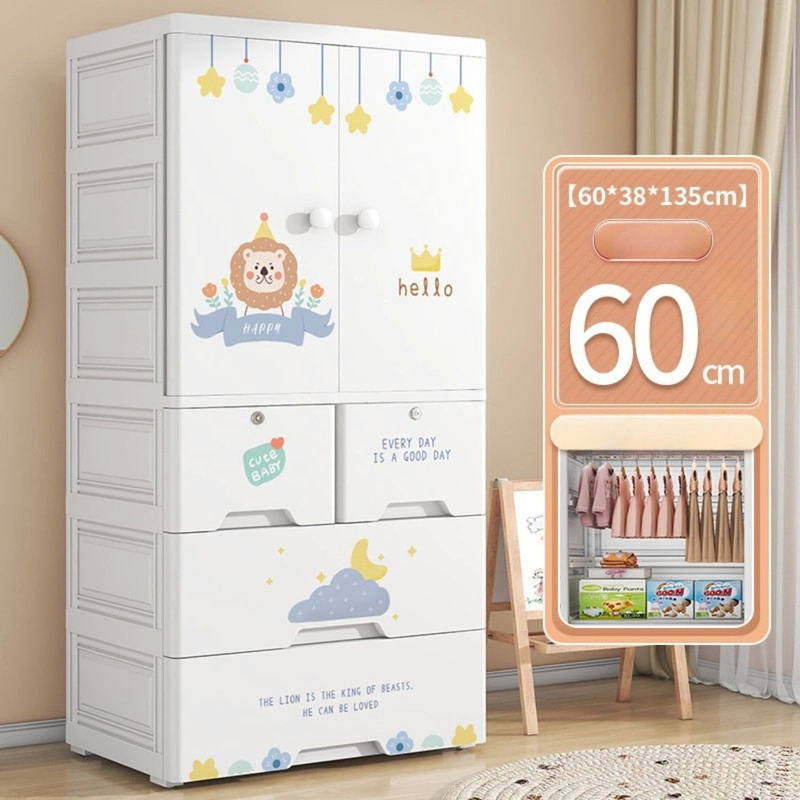 CLOSET ROPERO ARMARIO INFANTIL PLASTICO CON BARRA, CAJONES Y PUERTAS - 2