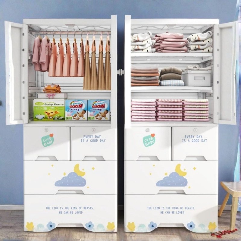CLOSET ROPERO ARMARIO INFANTIL PLASTICO CON BARRA, CAJONES Y PUERTAS - 3