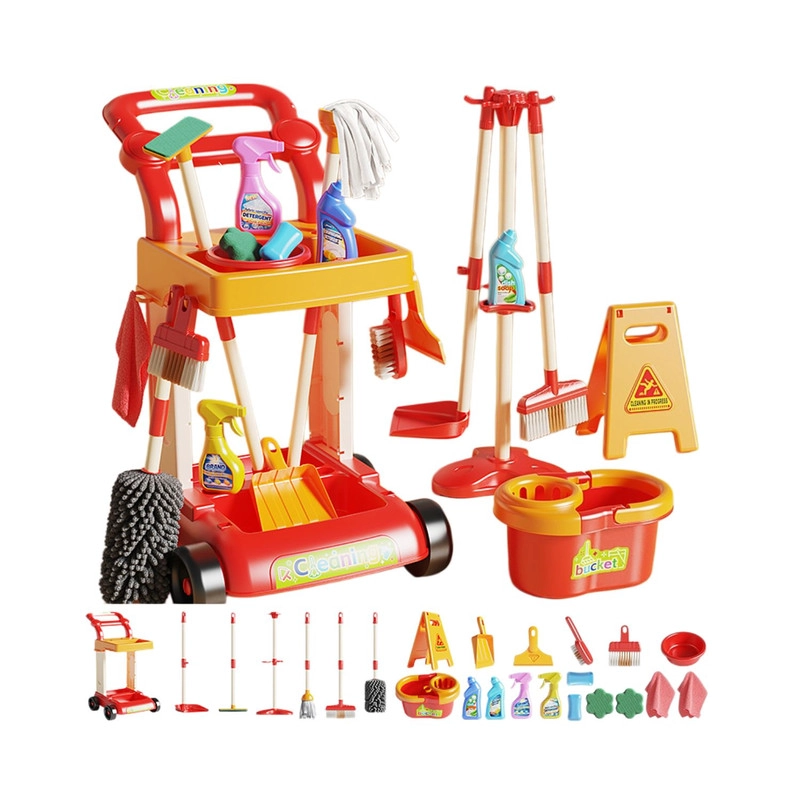 SET DE LIMPIEZA INFANTIL CON CARRITO 32 PIEZAS ROJO - 1