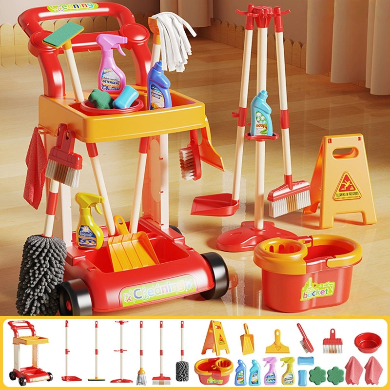 SET DE LIMPIEZA INFANTIL CON CARRITO 32 PIEZAS ROJO - 2