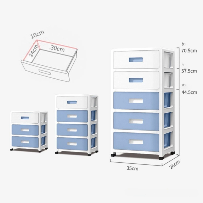 CAJONERA ORGANIZADORA DE PLASTICO CON RUEDAS MULTIUSO 5 CAJONES - 5