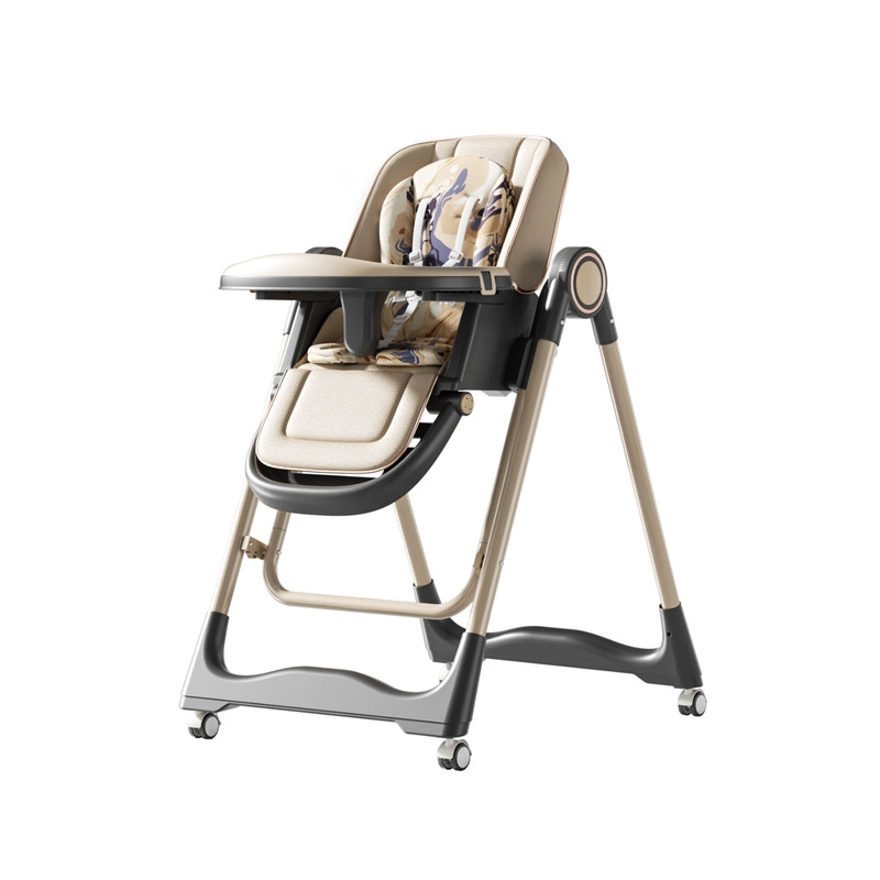 SILLA PARA COMER Y MECEDORA 2 EN 1 MULTIFUNCIONAL PLEGABLE Y BANDEJA EXTRAIBLE CAQUI - 1