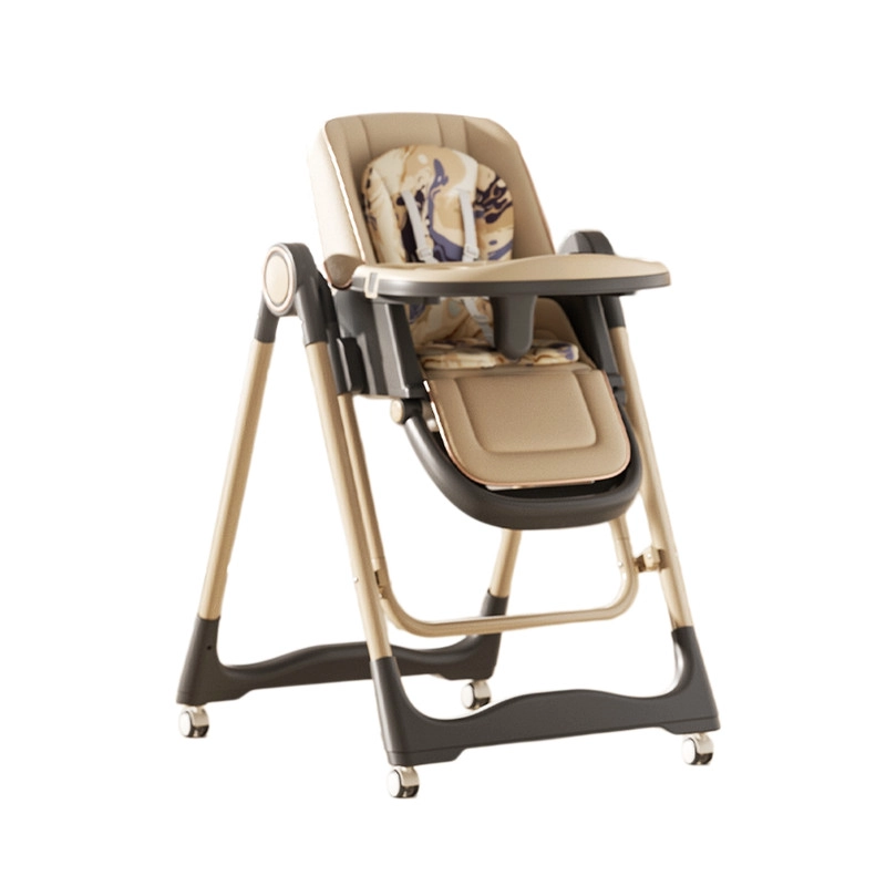 SILLA PARA COMER Y MECEDORA 2 EN 1 MULTIFUNCIONAL PLEGABLE Y BANDEJA EXTRAIBLE CAQUI - 4