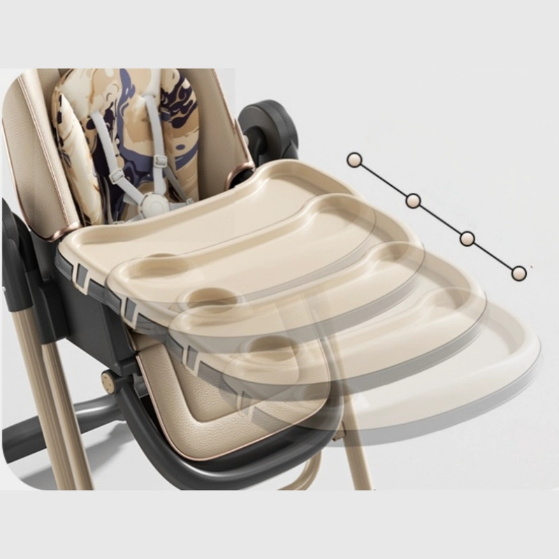 SILLA PARA COMER Y MECEDORA 2 EN 1 MULTIFUNCIONAL PLEGABLE Y BANDEJA EXTRAIBLE CAQUI - 5