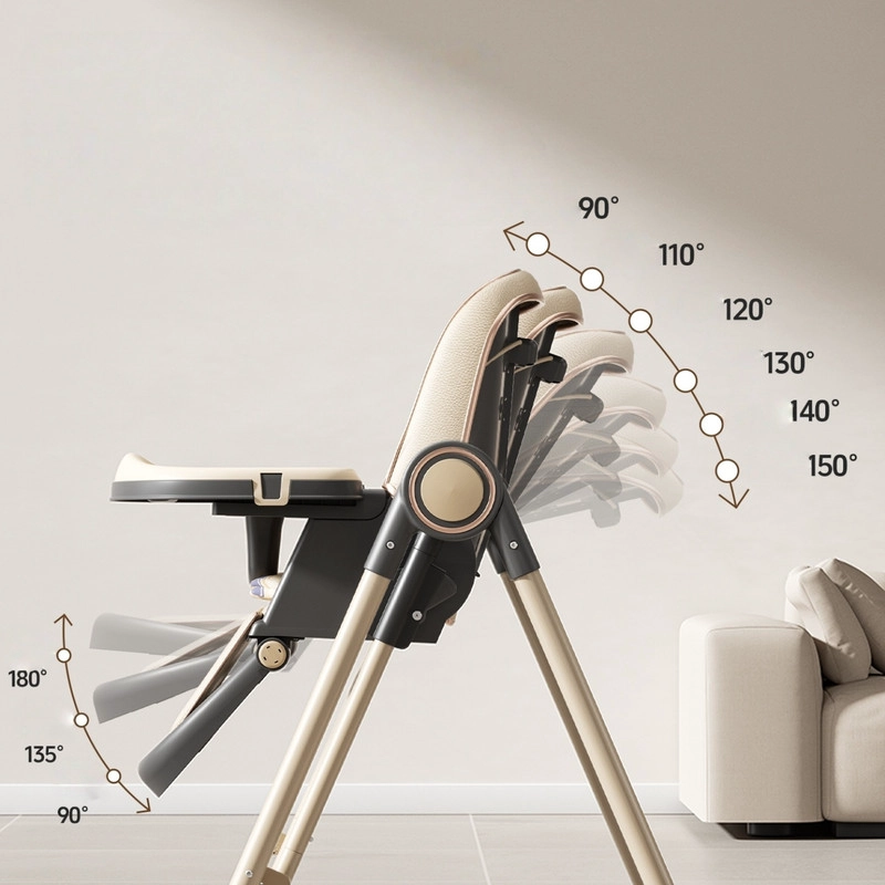 SILLA PARA COMER Y MECEDORA 2 EN 1 MULTIFUNCIONAL PLEGABLE Y BANDEJA EXTRAIBLE CAQUI - 8
