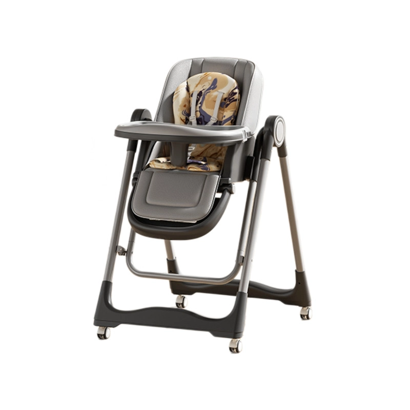 SILLA PARA COMER Y MECEDORA 2 EN 1 MULTIFUNCIONAL PLEGABLE Y BANDEJA EXTRAIBLE GRIS - 1