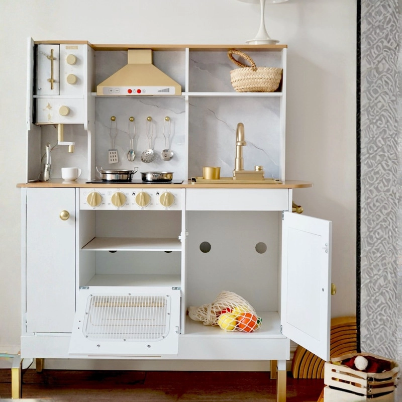 COCINA INFANTIL DE MADERA CON MICROONDAS, CAFE , HORNO Y MAS - 4