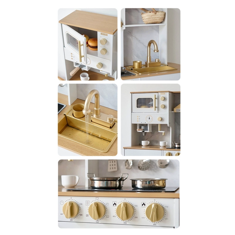 COCINA INFANTIL DE MADERA CON MICROONDAS, CAFE , HORNO Y MAS - 5