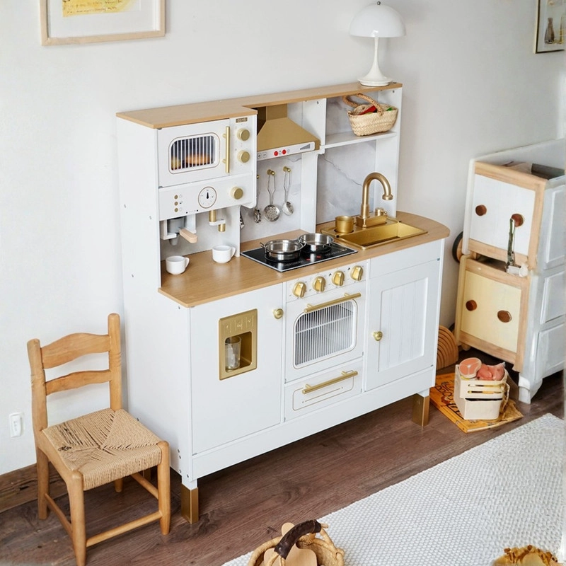 COCINA INFANTIL DE MADERA CON MICROONDAS, CAFE , HORNO Y MAS - 8