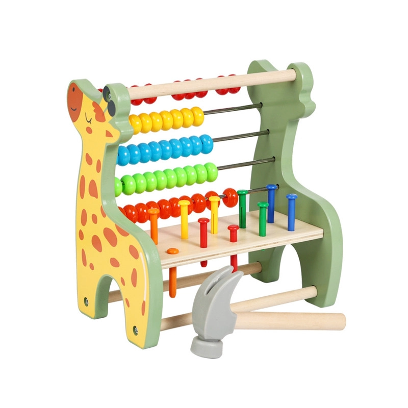 JUGUETE DIDACTICO MATEMATICO JIRAFA  ABACO EN MADERA Y CUENTAS DE COLORES - 2